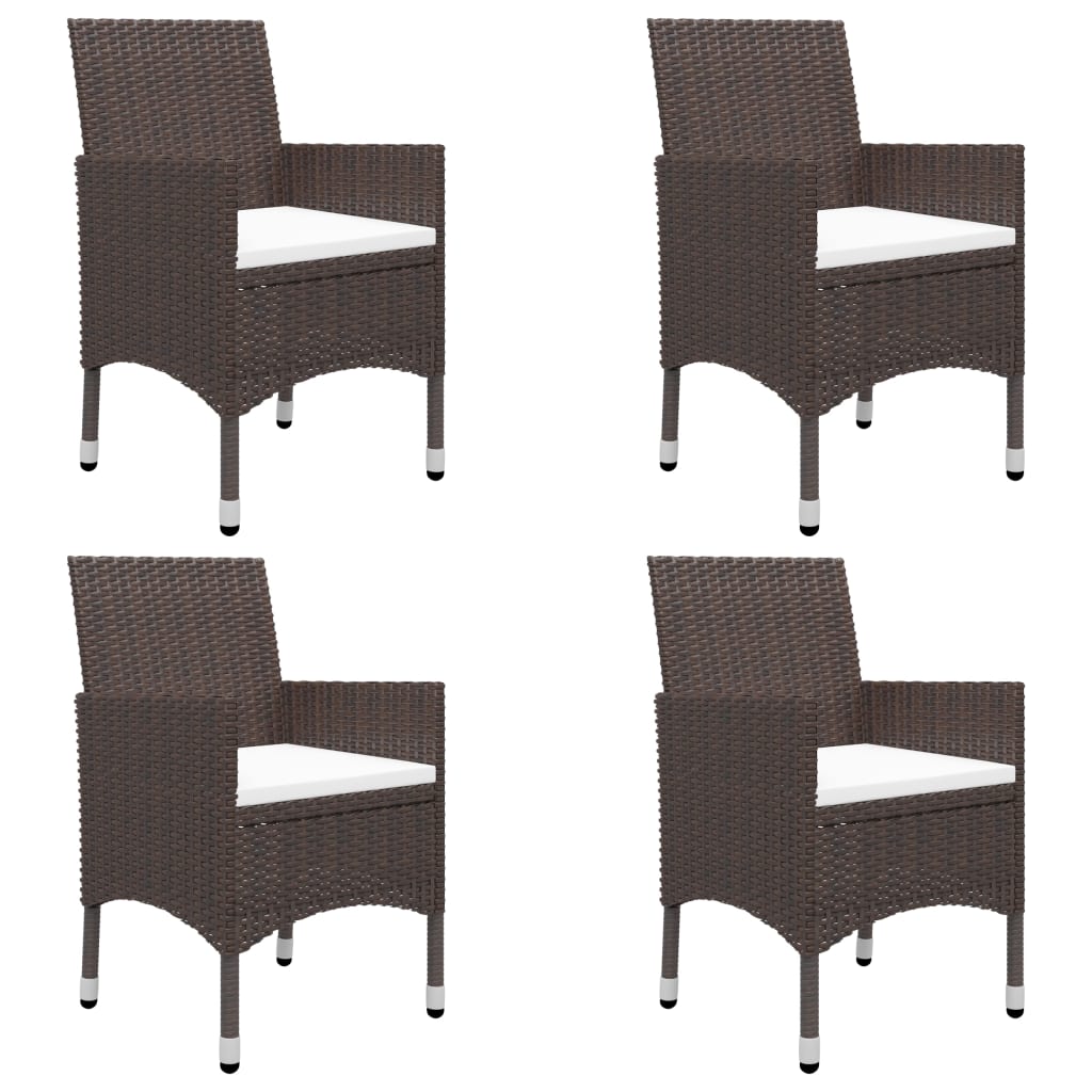 vidaXL 5-tlg. Garten-Essgruppe Braun Poly Rattan und Glas