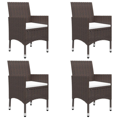 vidaXL 5-tlg. Garten-Essgruppe Braun Poly Rattan und Glas