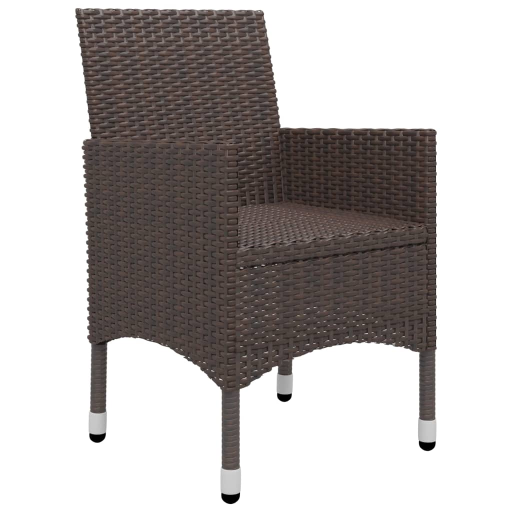 vidaXL 5-tlg. Garten-Essgruppe Braun Poly Rattan und Glas