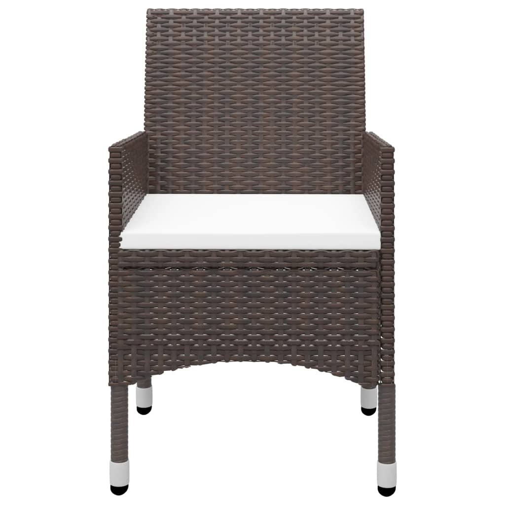 vidaXL 5-tlg. Garten-Essgruppe Braun Poly Rattan und Glas