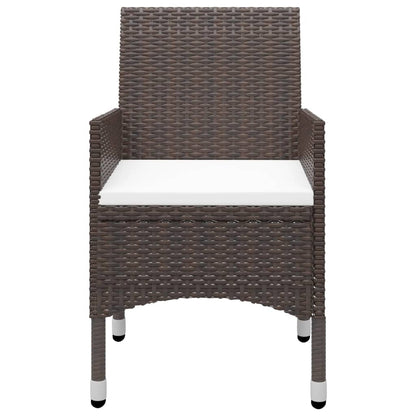 vidaXL 5-tlg. Garten-Essgruppe Braun Poly Rattan und Glas