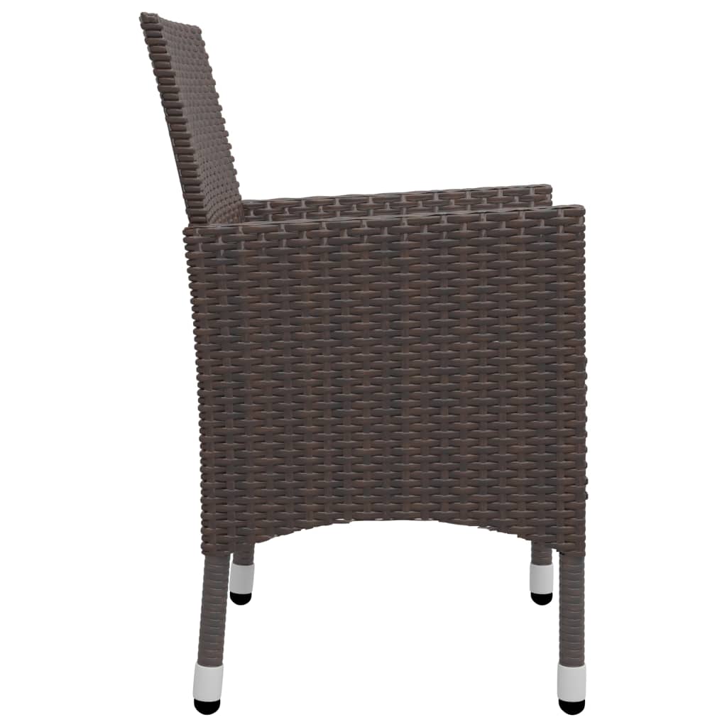 vidaXL 5-tlg. Garten-Essgruppe Braun Poly Rattan und Glas