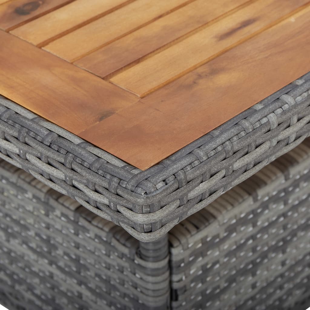 vidaXL 5-tlg. Garten-Essgruppe Grau Poly Rattan und Akazienholz