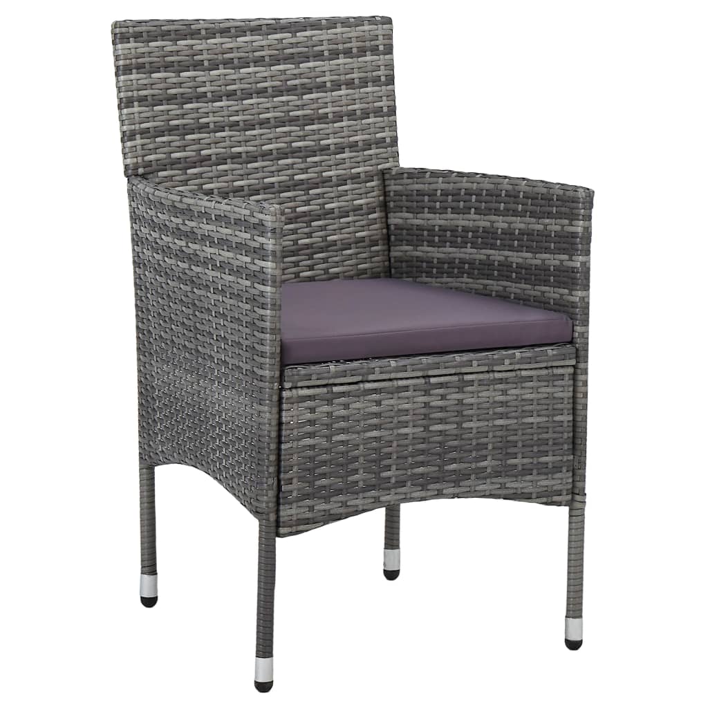 vidaXL 5-tlg. Garten-Essgruppe Grau Poly Rattan und Akazienholz