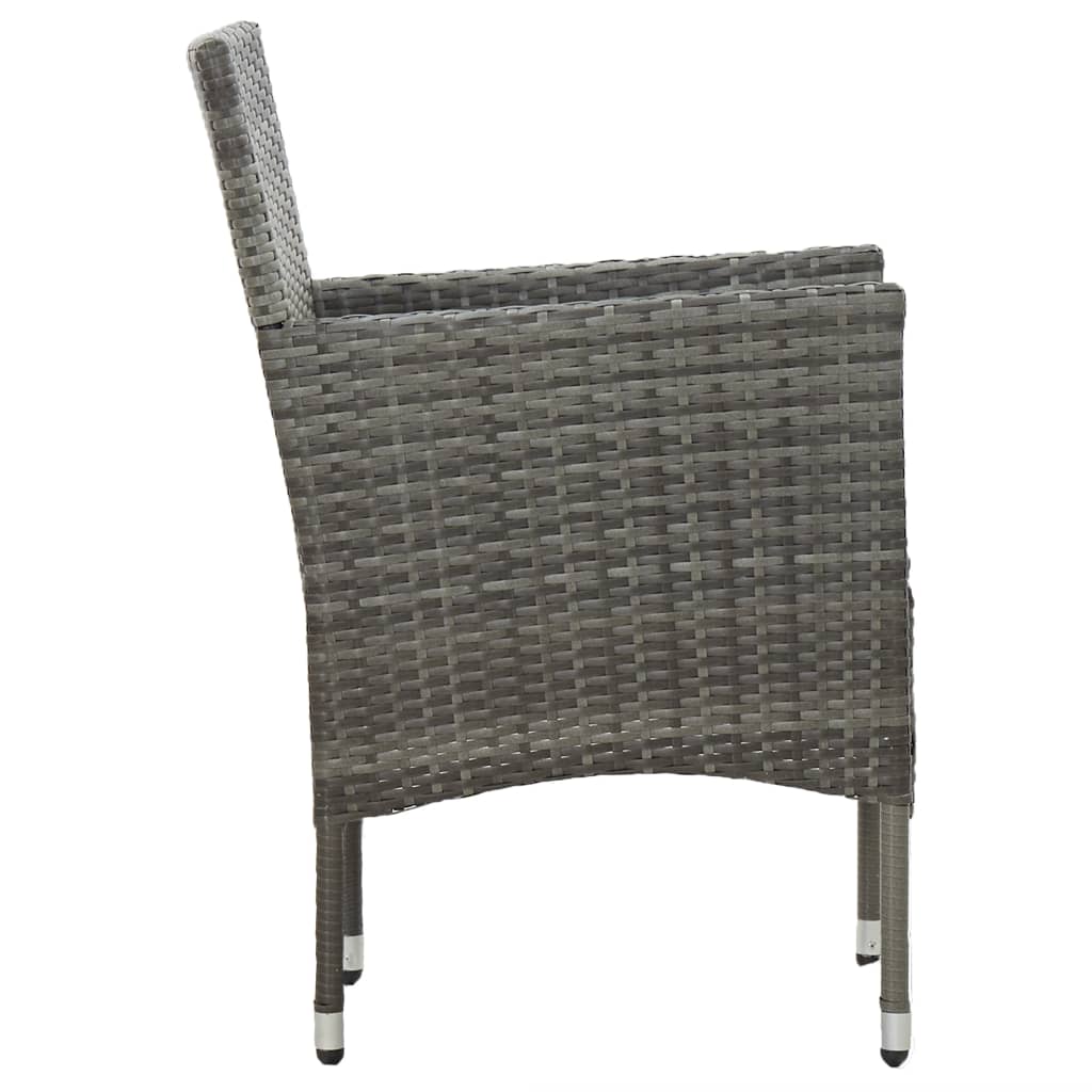 vidaXL 5-tlg. Garten-Essgruppe Grau Poly Rattan und Akazienholz