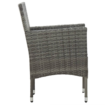 vidaXL 5-tlg. Garten-Essgruppe Grau Poly Rattan und Akazienholz