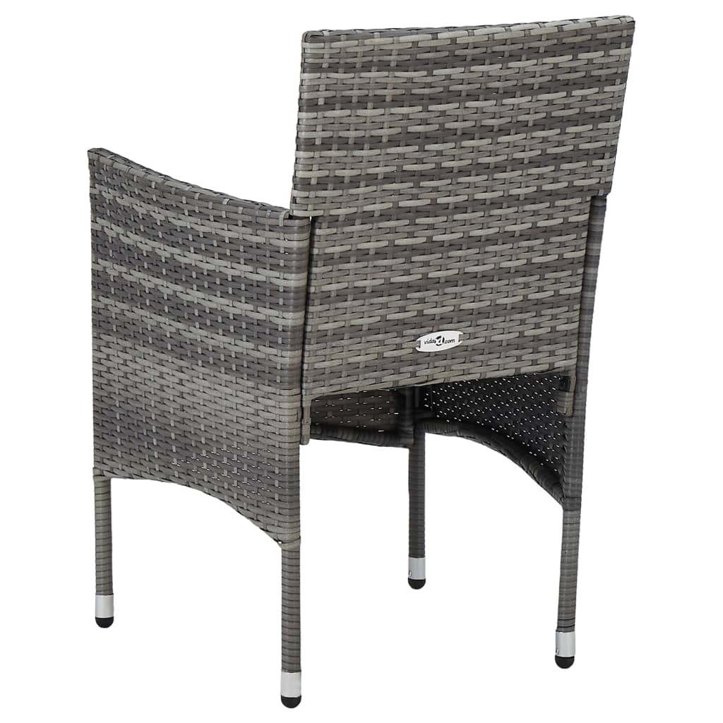 vidaXL 5-tlg. Garten-Essgruppe Grau Poly Rattan und Akazienholz