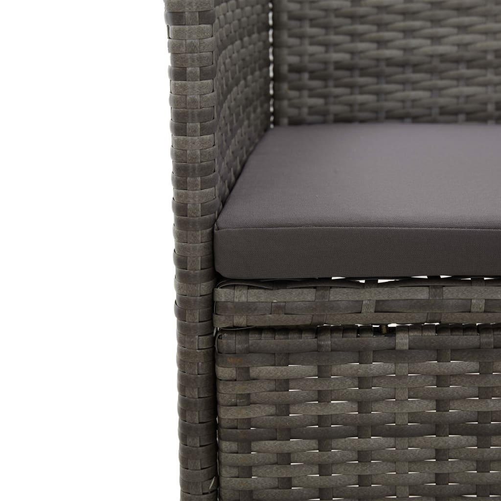 vidaXL 5-tlg. Garten-Essgruppe Grau Poly Rattan und Akazienholz