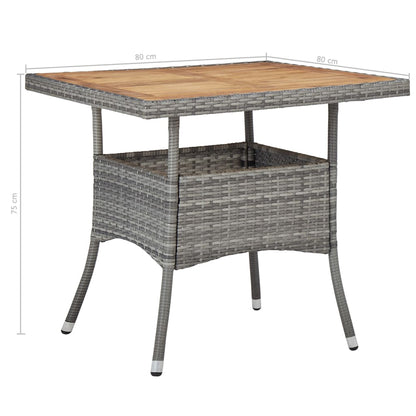 vidaXL 5-tlg. Garten-Essgruppe Grau Poly Rattan und Akazienholz
