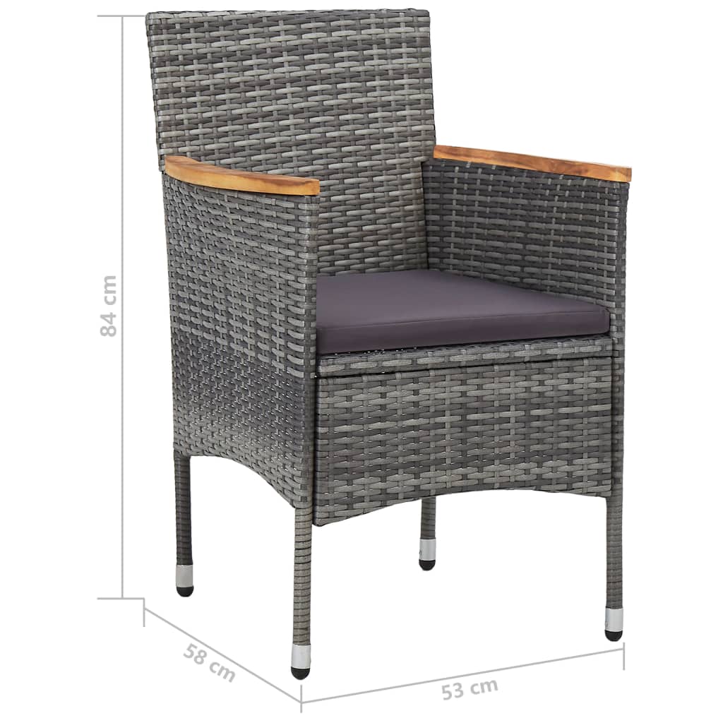 vidaXL 5-tlg. Garten-Essgruppe Grau Poly Rattan und Akazienholz