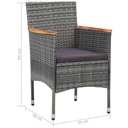 vidaXL 5-tlg. Garten-Essgruppe Grau Poly Rattan und Akazienholz