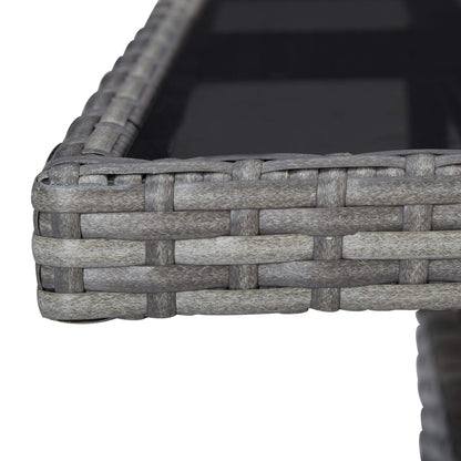 vidaXL 5-tlg. Garten-Essgruppe Grau Poly Rattan und Akazienholz