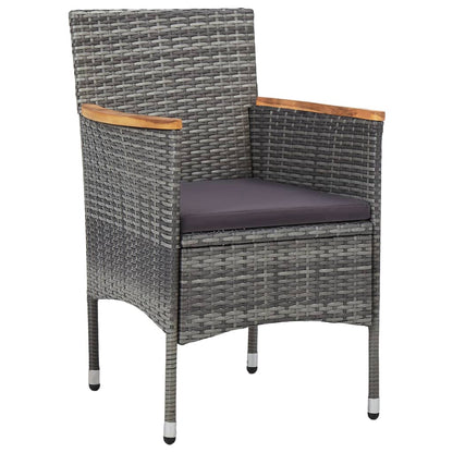vidaXL 5-tlg. Garten-Essgruppe Grau Poly Rattan und Akazienholz