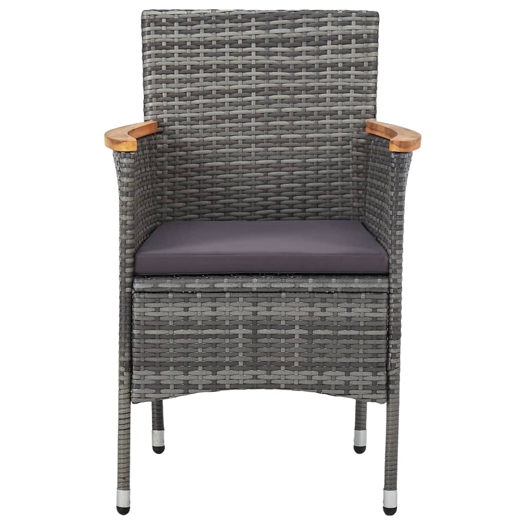 vidaXL 5-tlg. Garten-Essgruppe Grau Poly Rattan und Akazienholz