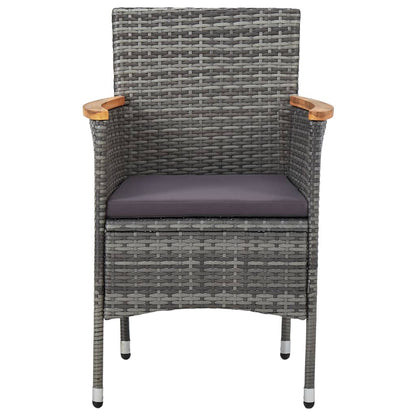 vidaXL 5-tlg. Garten-Essgruppe Grau Poly Rattan und Akazienholz