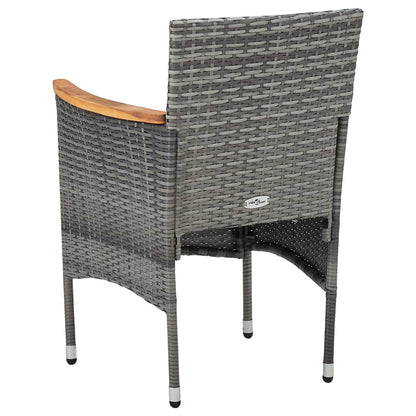 vidaXL 5-tlg. Garten-Essgruppe Grau Poly Rattan und Akazienholz
