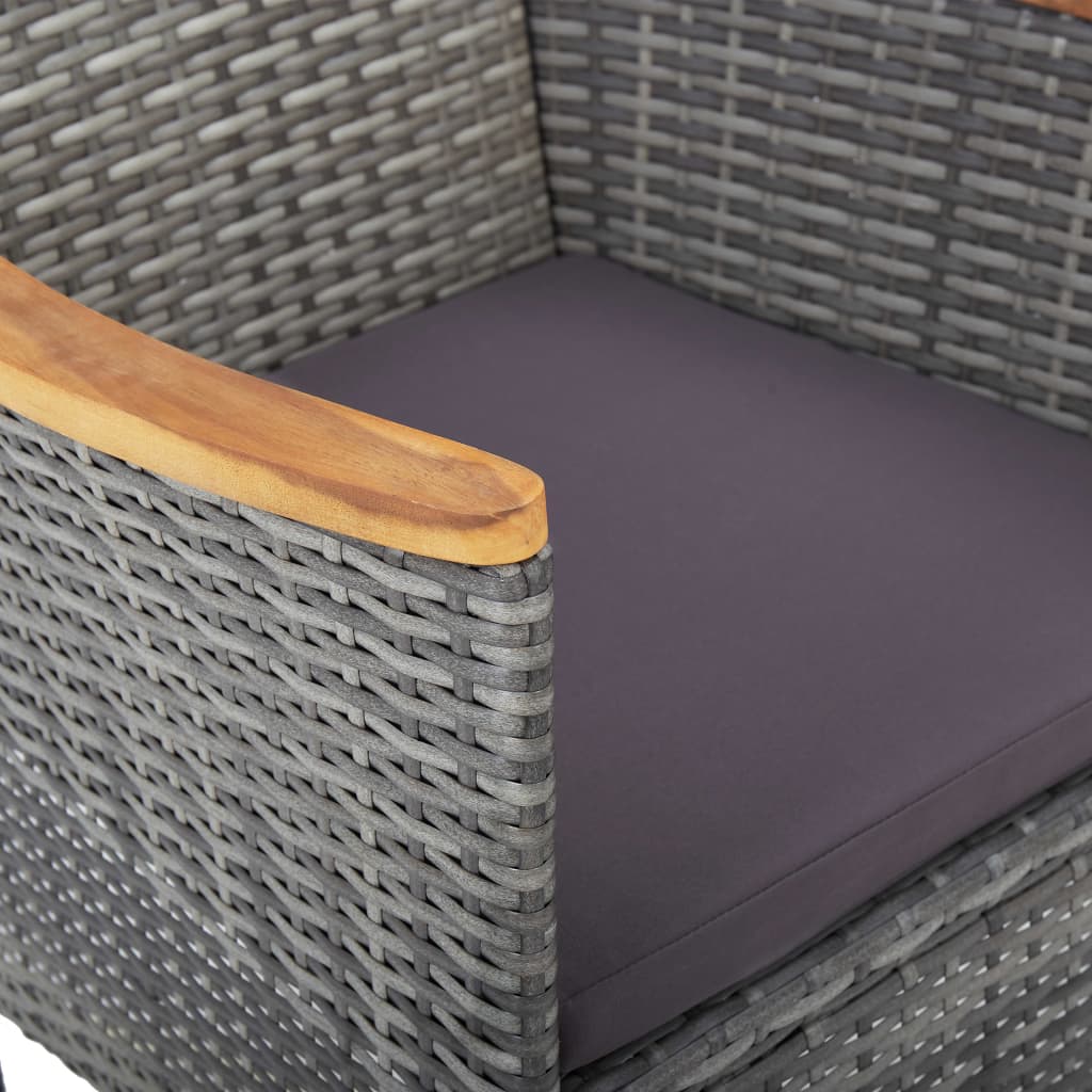 vidaXL 5-tlg. Garten-Essgruppe Grau Poly Rattan und Akazienholz