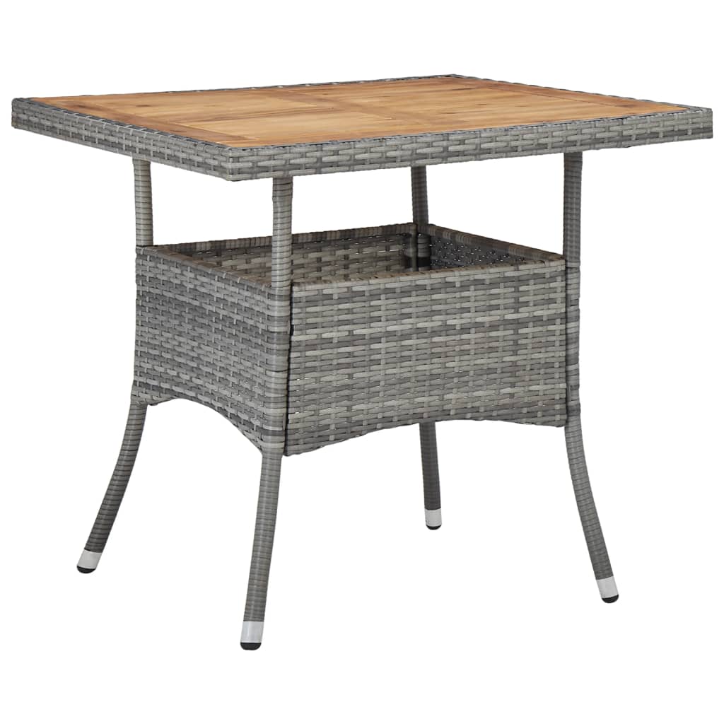 vidaXL 5-tlg. Garten-Essgruppe Grau Poly Rattan und Akazienholz