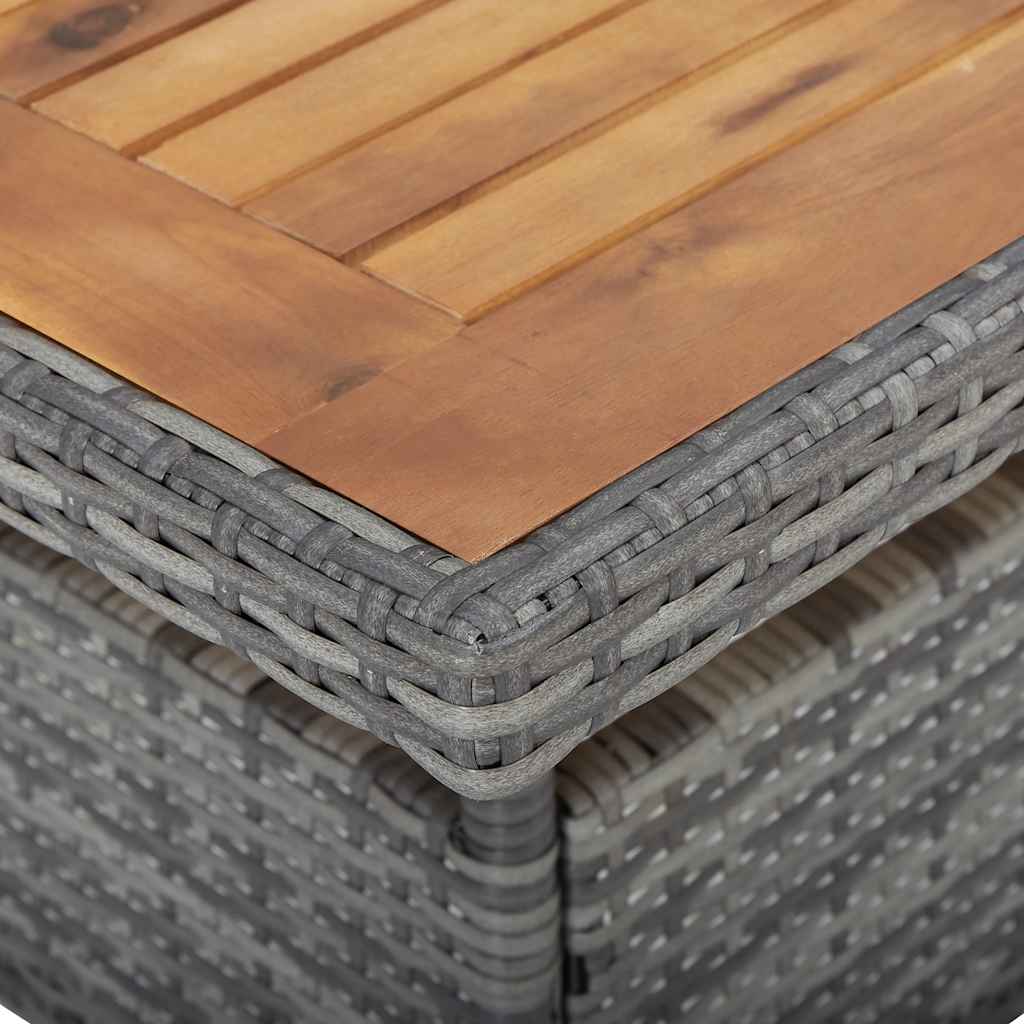 vidaXL 5-tlg. Garten-Essgruppe Grau Poly Rattan und Akazienholz
