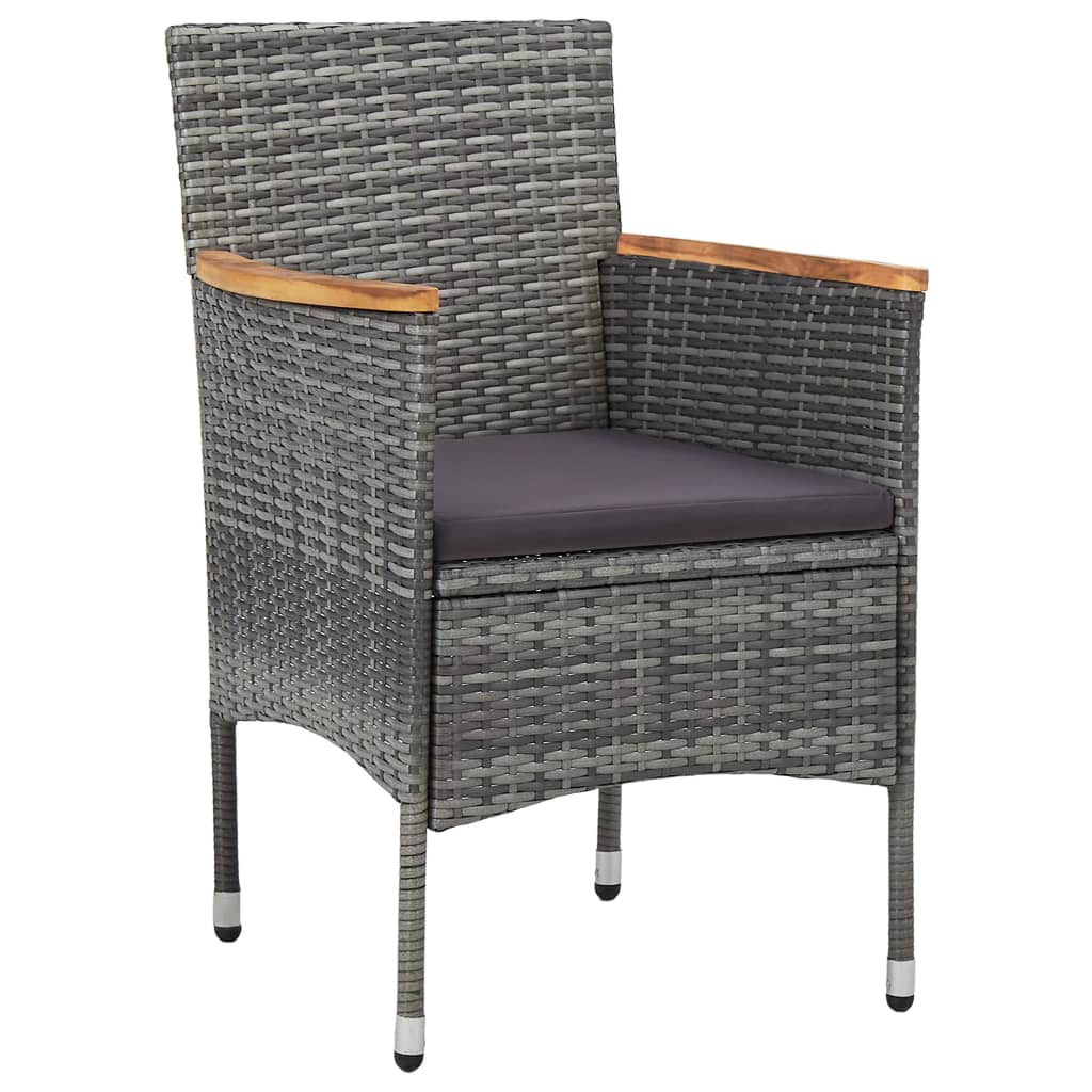 vidaXL 5-tlg. Garten-Essgruppe Grau Poly Rattan und Akazienholz
