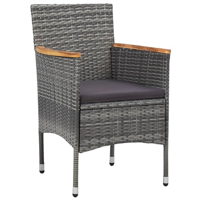 vidaXL 5-tlg. Garten-Essgruppe Grau Poly Rattan und Akazienholz