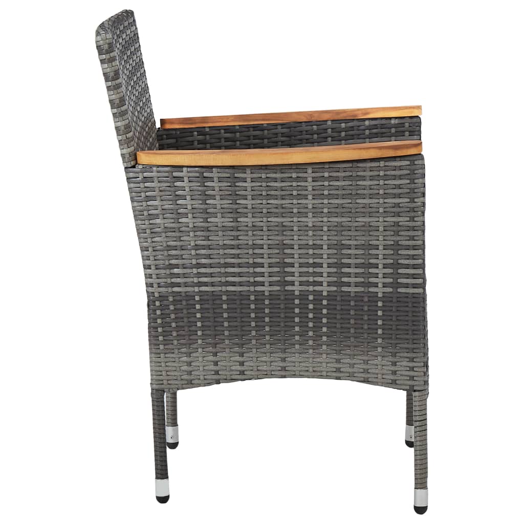 vidaXL 5-tlg. Garten-Essgruppe Grau Poly Rattan und Akazienholz