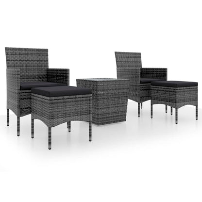 vidaXL Ensemble de bistrot de jardin 5 pièces en résine tressée et verre trempé Gris
