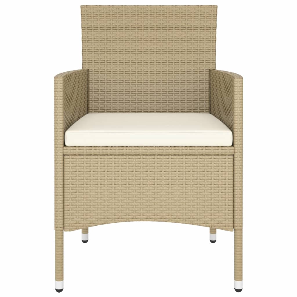 vidaXL 5-tlg. Garten-Bistro-Set Poly Rattan und Hartglas Beige