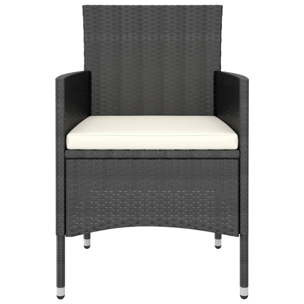 vidaXL 5-tlg. Garten-Bistro-Set Poly Rattan Massivholz Akazie Schwarz