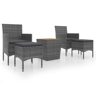 vidaXL Ensemble bistro de jardin 5 pcs résine tressée et bois d'acacia massif Gris