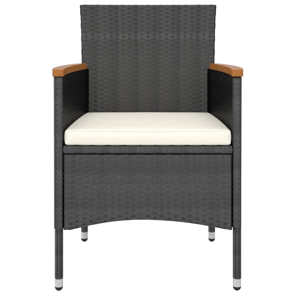 vidaXL Ensemble de bistrot de jardin 5 pcs en résine tressée et verre trempé Noir