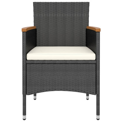 vidaXL 5-tlg. Garten-Bistro-Set Poly Rattan Massivholz Akazie Schwarz