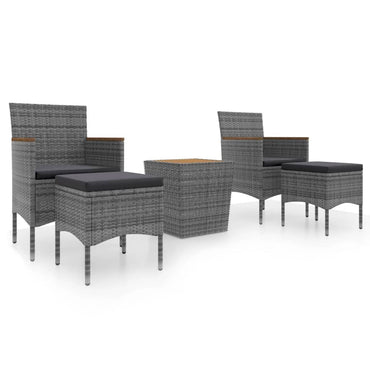 vidaXL Ensemble bistro de jardin 5 pcs résine tressée et bois d'acacia massif Gris
