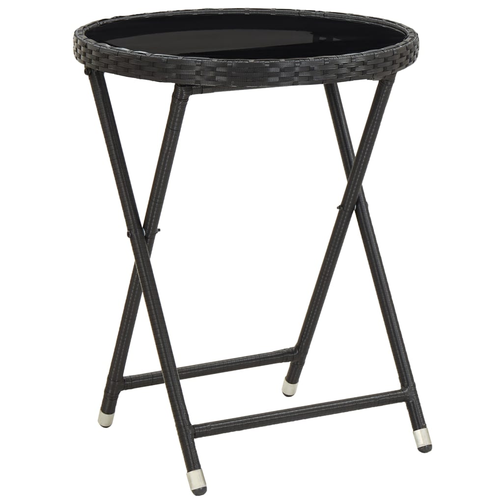 vidaXL Ensemble de bistrot de jardin 5 pcs en résine tressée et verre trempé Noir