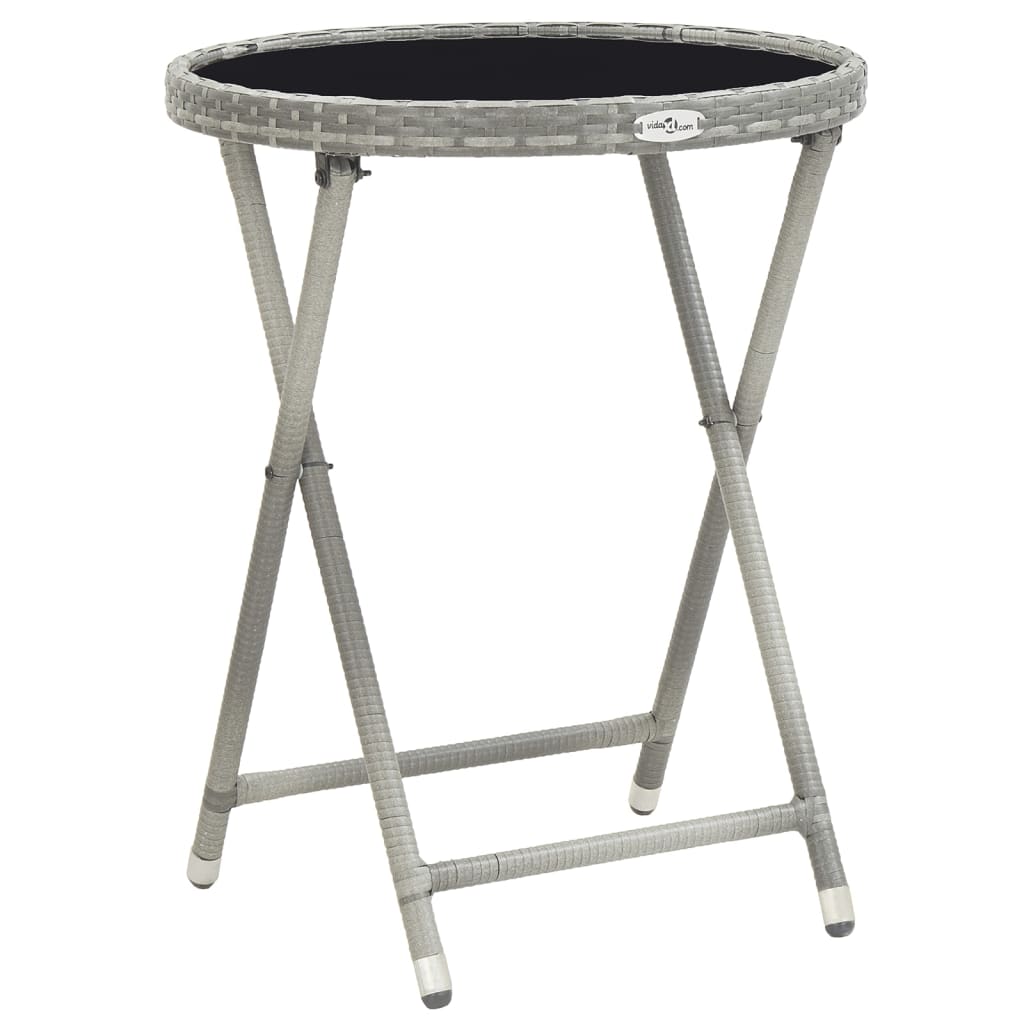 vidaXL Ensemble de bistrot de jardin 5 pièces en résine tressée et verre trempé Gris