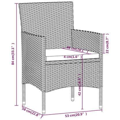 vidaXL Ensemble de bistrot de jardin 5 pièces en résine tressée et verre trempé Gris