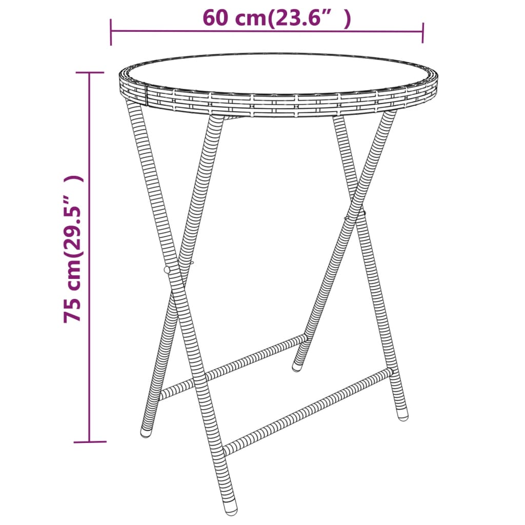 vidaXL Ensemble de bistrot de jardin 5 pièces en résine tressée et verre trempé Gris