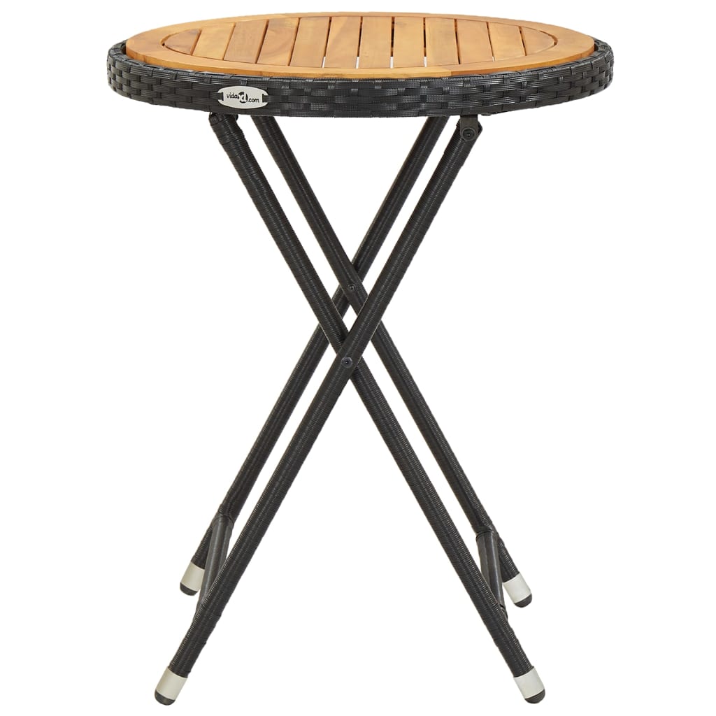 vidaXL 5-tlg. Garten-Bistro-Set Poly Rattan Massivholz Akazie Schwarz