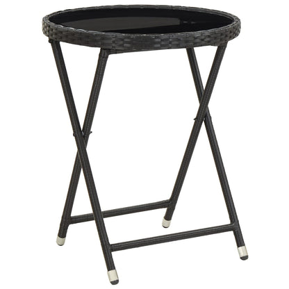 vidaXL Ensemble de bistrot de jardin 5 pcs en résine tressée et verre trempé Noir