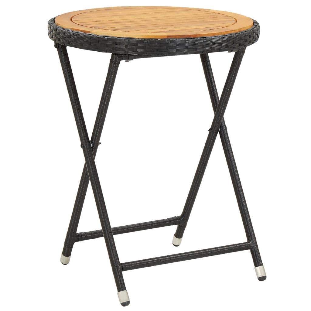 vidaXL 5-tlg. Garten-Bistro-Set Poly Rattan Massivholz Akazie Schwarz