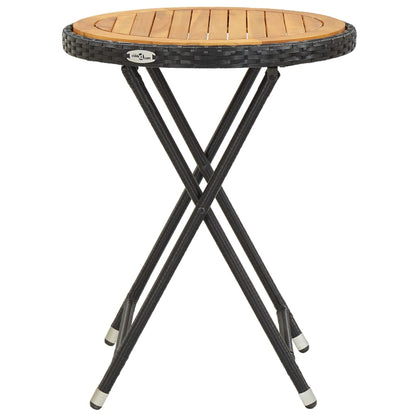 vidaXL 5-tlg. Garten-Bistro-Set Poly Rattan Massivholz Akazie Schwarz