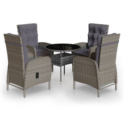 vidaXL Ensemble bistrot de jardin 5 pcs Résine tressée Gris