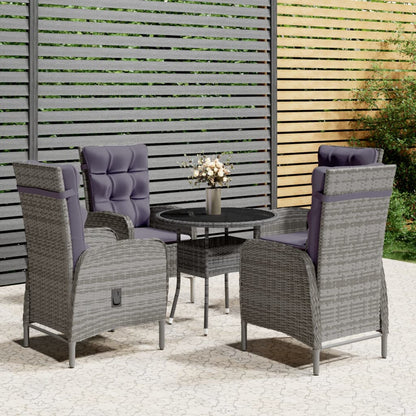 vidaXL Ensemble bistrot de jardin 5 pcs Résine tressée Gris