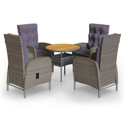 vidaXL 5-tlg. Garten-Bistro-Set Poly Rattan Grau