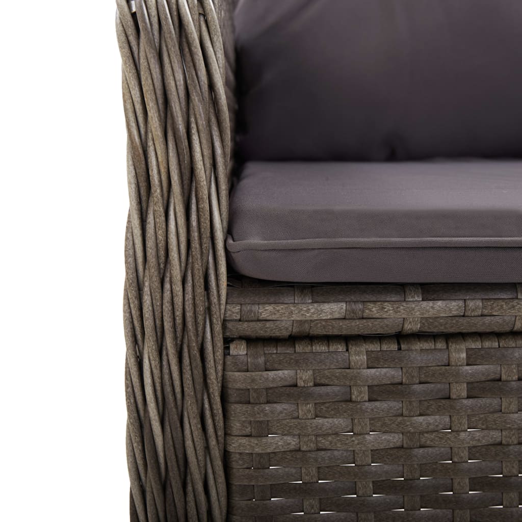 vidaXL 5-tlg. Garten-Bistro-Set Poly Rattan Grau