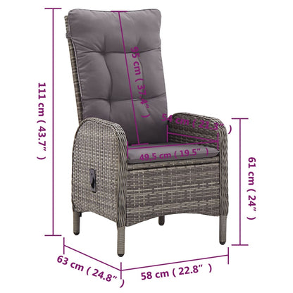 vidaXL 5-tlg. Garten-Bistro-Set Poly Rattan Grau