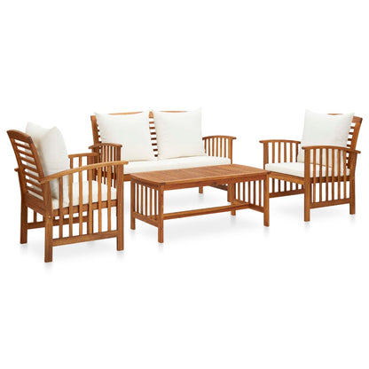 vidaXL 4-tlg. Garten-Lounge-Set mit Auflagen Massivholz Akazie