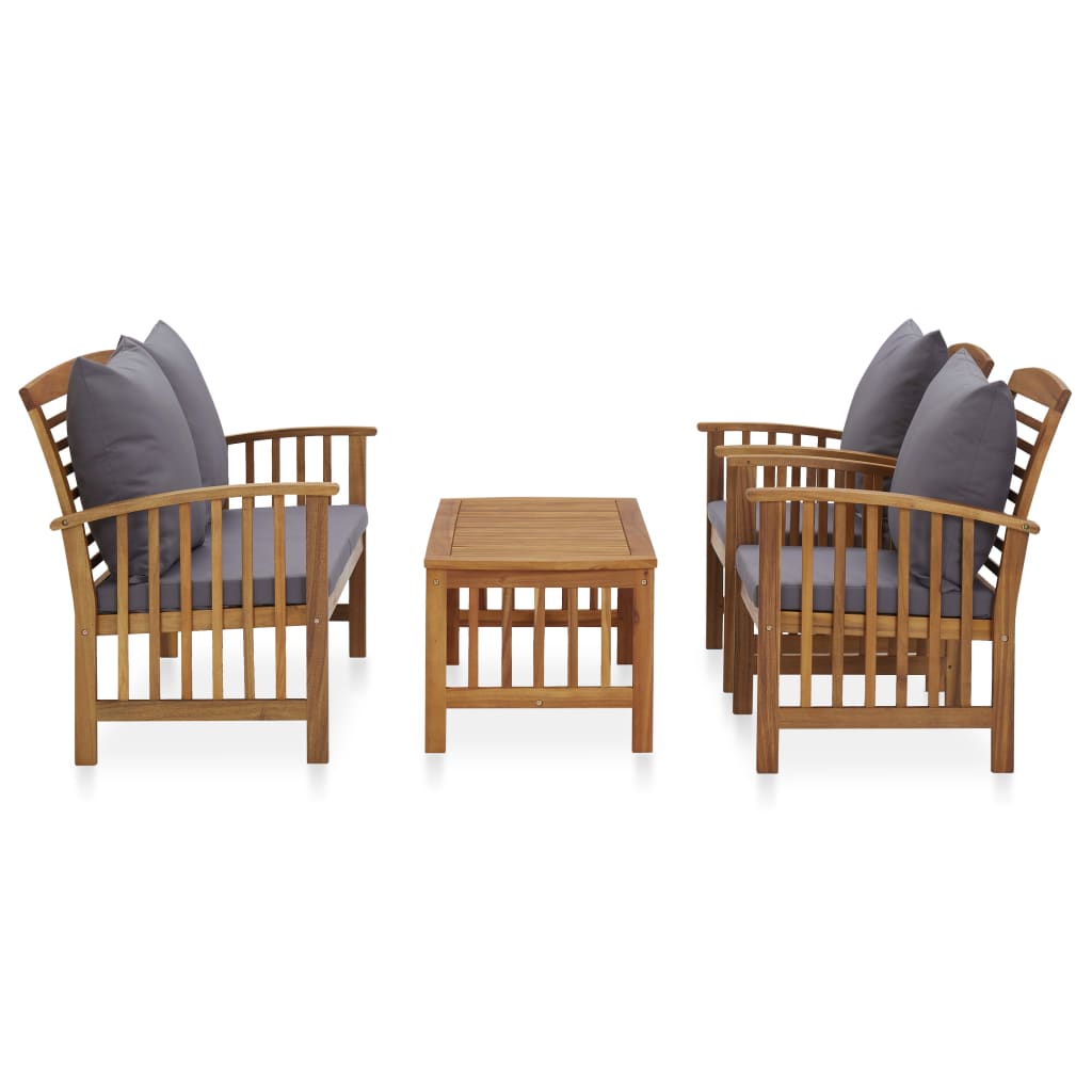 vidaXL 4-tlg. Garten-Lounge-Set mit Auflagen Massivholz Akazie