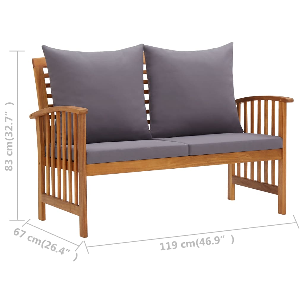 vidaXL 4-tlg. Garten-Lounge-Set mit Auflagen Massivholz Akazie