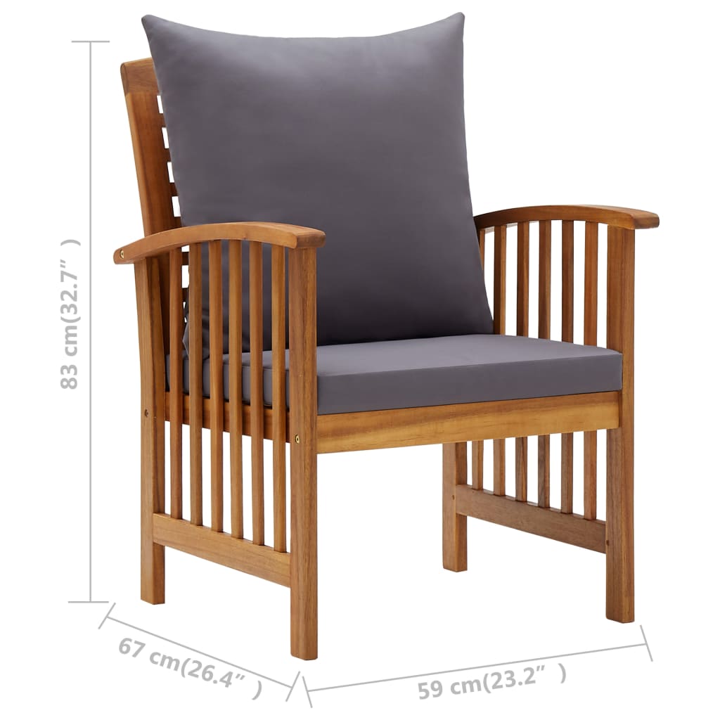 vidaXL 4-tlg. Garten-Lounge-Set mit Auflagen Massivholz Akazie